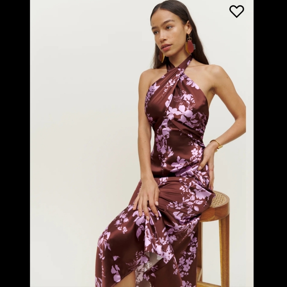 Silk 0 maroon lilac midi dress